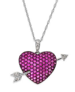 Ruby (1 9/10 ct. t.w.) and Diamond (1/10 ct. t.w.) Heart Pendant Necklace in Sterling Silver   Necklaces   Jewelry & Watches