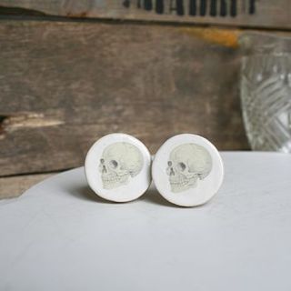 oversized ceramic skull cufflinks by cherry pie lane