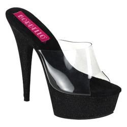 Women's Bordello Vivian 23 Clear/Black Mini Glitter Bordello Heels