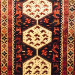 Persian Tribal Kurdish Navy/ Ivory Wool Rug (4'2 x 6'6) 3x5   4x6 Rugs