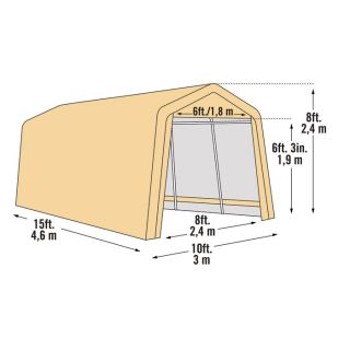 ShelterLogic Autoshelter Instant Garage — 15ft.L x 10ft.W, 1 3/8in. Frame, Sandstone, Model# 62681  House Style Instant Garages