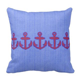 Pink and Blue Fabric Anchor Pillows