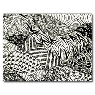 Zentangle in Black and White  Abstract Manatee Post Cards