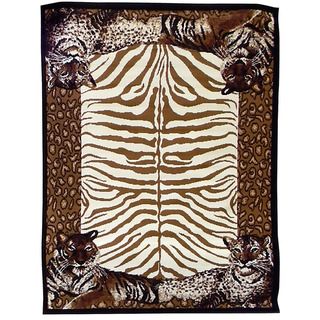 African Adventure Tiger Border Area Rug (5'x7') 5x8   6x9 Rugs