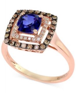 Velvet Bleu by EFFY Manufactured Diffused Sapphire (1 3/8 ct. t.w.) and Diamond (1/2 ct. t.w.) Ring in 14k Rose Gold   Rings   Jewelry & Watches