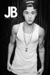 Justin Bieber   Music / Personality Poster / Print (White Muscle Shirt / Tattoos) (Size 24" x 36")   Justin Bieber Poster Black And White