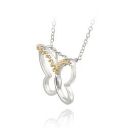DB Designs Two tone Sterling Silver Yellow Diamond Accent Butterfly Necklace DB Designs Diamond Necklaces