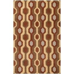 Hand tufted Brown Contemporary Bamra Wool Geometric Rug (10' x 14') Surya 7x9   10x14 Rugs