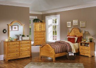Vaughan Bassett The Cottage Collection Pine Bedroom Complete Queen Package #7 Queen Panel Bed Double Dresser Vertical Mirror Vanity Chest and One Commode   BB20 558/855/922/442/001/116/227  