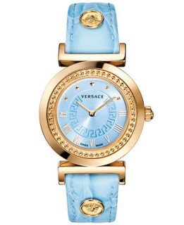 Versace Womens Swiss Vanity Blue Croco Calfskin Leather Strap Watch 35mm P5Q80D115 S115   Watches   Jewelry & Watches