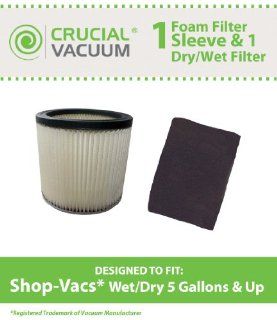 1 Shop Vac Dry/Wet Cartridge Filter and 1 Foam Filter Sleeve; Replaces Part # 90304, 90585, 9058500, 90585 00   Vacuum And Dust Collector Filters
