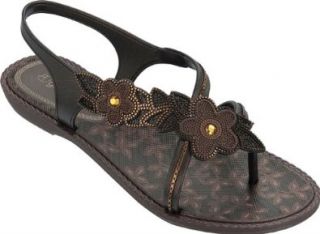 Grendha Orchid Womens Flip Flops / Sandals   Black Shoes