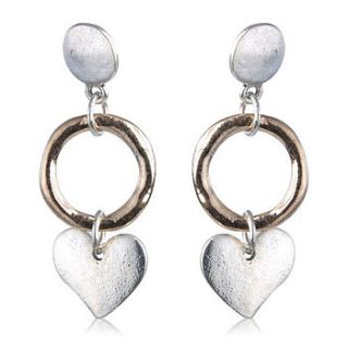 heart and loop drop earrings by lovethelinks