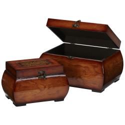 Decorative Lacquered Wood Chests (Set of 2) Nearly Natural Accent Pieces