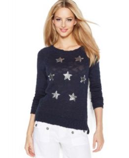 INC International Concepts Petite Star Print Three Quarter Sleeve Sweatshirt   Tops   Women