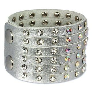 SilberDream leather bracelet silver colour, women bracelet with Zirkonia rivets genuine leather LAC221K Wrap Bracelets Jewelry