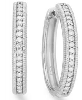 Diamond Earrings, Sterling Silver Diamond In and Out Hoop Earrings (1/4 ct. t.w.)   Earrings   Jewelry & Watches