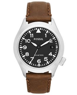 Fossil Mens Aeroflite Brown Leather Strap Watch 44mm AM4512   Watches   Jewelry & Watches