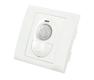 Leviton PRR11 W Relay and Wall Switch Auto On/Off 500W 220 240v AC Wall Mount PIR Sensor, White   Motion Activated Wall Switches  