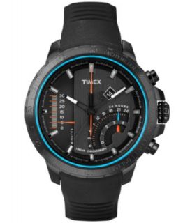 Timex Mens Premium Intelligent Quartz Linear Chronograph Black Leather Strap Watch 47mm T2P274AB   Watches   Jewelry & Watches