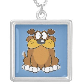 Cartoon Grinning Brown Dog Necklace