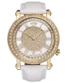 Juicy Couture Watch, Womens Queen Couture White Embossed Leather Strap 42mm 1900992   Watches   Jewelry & Watches