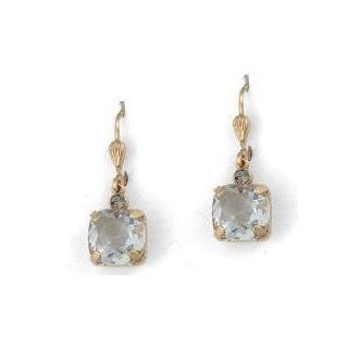 Catherine Popesco 14K Gold Plated Square Ice (Light Blue) Swarovski Crystal Drop Earrings Dangle Earrings Jewelry