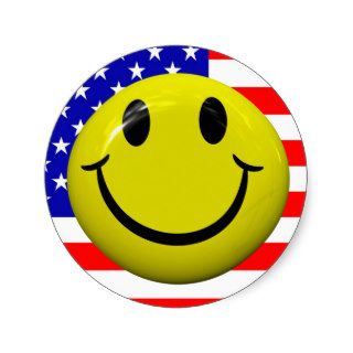 American Flag Smiley Face Stickers