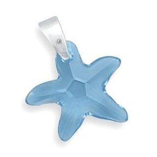 Blue Starfish SWAROVSKI ELEMENTS Crystal Pendant Sterling Silver, Pendant Only Jewelry