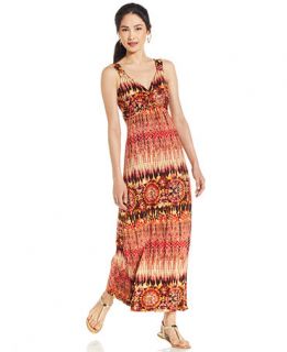 Spense Petite Sleeveless Twist Front Tribal Print Maxi Dress   Dresses   Women