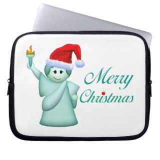 Merry Christmas Statue Of Liberty Laptop Computer Sleeve