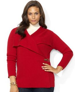 Lauren Ralph Lauren Plus Size Long Sleeve Faux Wrap Cardigan   Sweaters   Plus Sizes