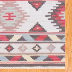 Indo Hand knotted Kilim Ivory and Blue Wool Rug (4 x 6) 3x5   4x6 Rugs