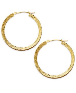 14k Gold Earrings, Diamond Cut Wheat Hoop Earrings   Earrings   Jewelry & Watches