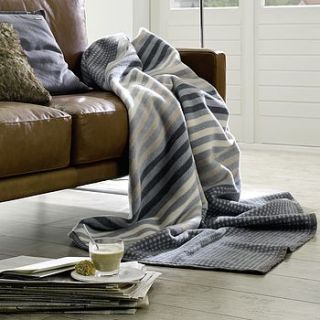 grey and cream stripes fleece throw blanket by marquis & dawe