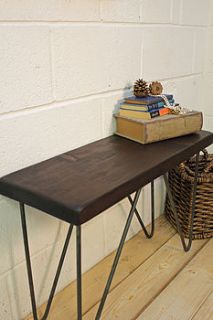 industrial style wood and steel bench by möa design