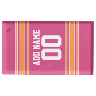 Girly Football Jersey with Custom Name Number Table Card Holders