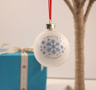 personalised snowflake christmas bauble by the little blue owl