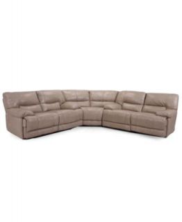 Zach Leather 2 Piece Power Reclining Sectional Sofa (2 Sofas and Wedge)   Furniture
