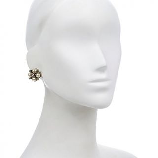 Heidi Daus "Passion For Pretty" Crystal and Simulated Pearl Floral Earrings
