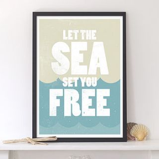 'let the sea set you free' graphic art print by the drifting bear co.