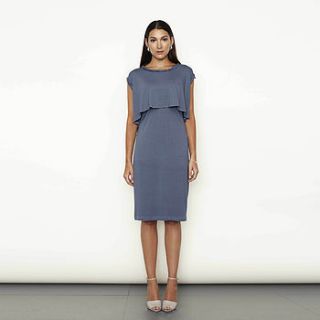 twisted neck detail layered dress by keungzai