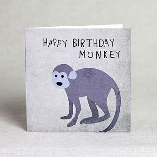 happy birthday monkey card by lil3birdy