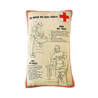 upcycled vintage cushion red cross nurse by hunted and stuffed