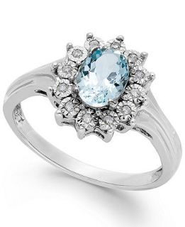 Aquamarine (5/8 ct. tw.) and Diamond Accent Ring in 10k White Gold   Rings   Jewelry & Watches