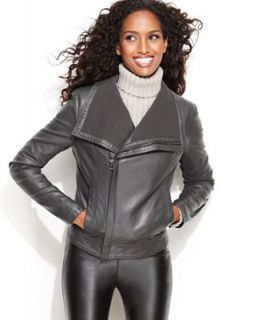 Kenneth Cole Reaction Jacket, Faux Leather Side Zipper Bomber   Jackets & Blazers   Women