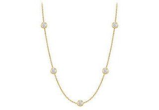 Diamonds By The Yard Necklace in 14K Yellow Gold Bezel Set 0.25 ct.tw Jewelry