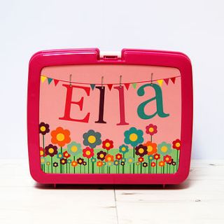 personalised girls plastic lunch box by spotty n stripy