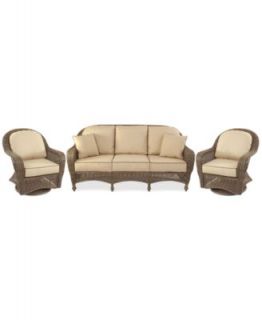 Bellingham Outdoor 3 Piece Seating Set 1 Sofa and 2 C Spring Chairs   Furniture
