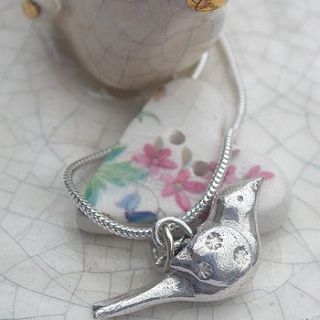 silver 'lovey dovey' bird necklace by xuella arnold jewellery